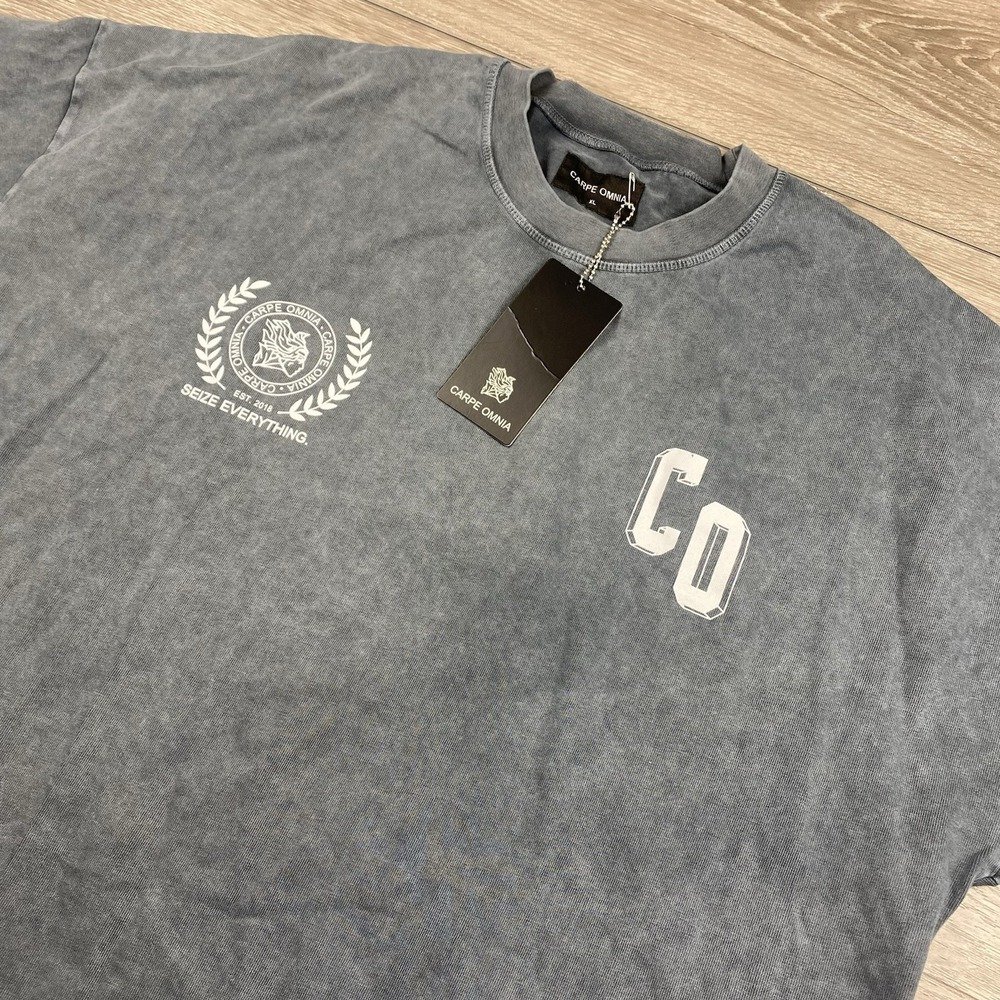 Carpe Omnia Mens 100% Cotton Short Sleeve‎ T-Shirt Grey White XL New